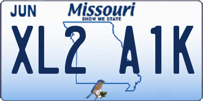 MO license plate XL2A1K