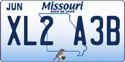 MO license plate XL2A3B