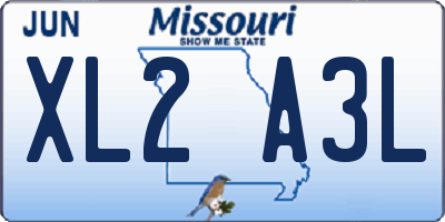 MO license plate XL2A3L