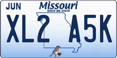 MO license plate XL2A5K