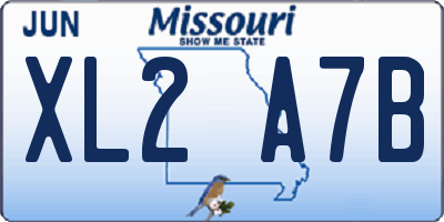 MO license plate XL2A7B