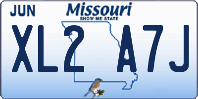 MO license plate XL2A7J