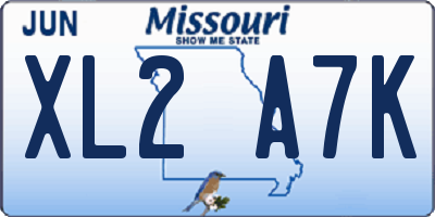 MO license plate XL2A7K