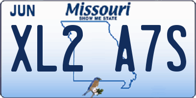 MO license plate XL2A7S