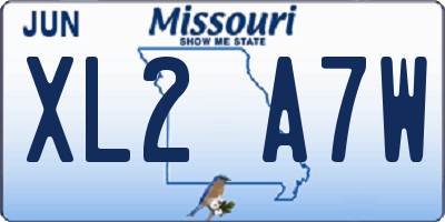 MO license plate XL2A7W