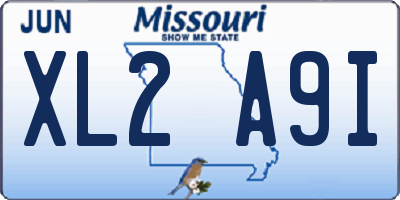 MO license plate XL2A9I
