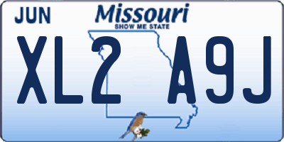 MO license plate XL2A9J
