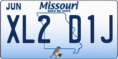 MO license plate XL2D1J