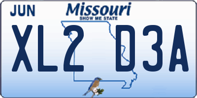 MO license plate XL2D3A
