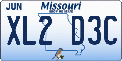 MO license plate XL2D3C