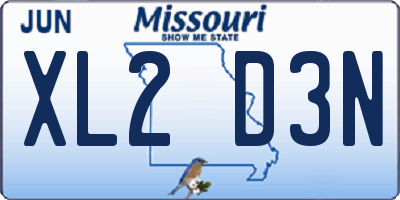MO license plate XL2D3N
