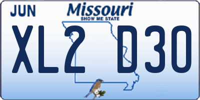 MO license plate XL2D3O