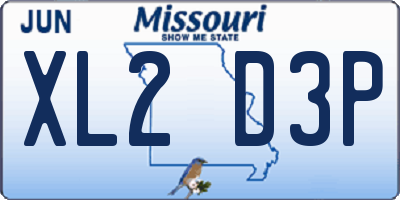 MO license plate XL2D3P