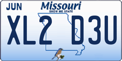 MO license plate XL2D3U