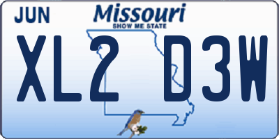 MO license plate XL2D3W