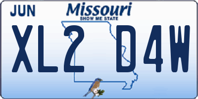 MO license plate XL2D4W