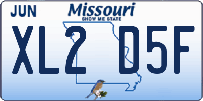 MO license plate XL2D5F