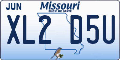 MO license plate XL2D5U