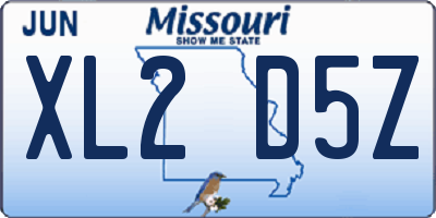 MO license plate XL2D5Z