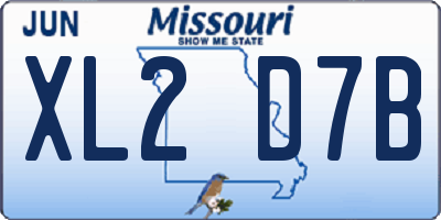 MO license plate XL2D7B
