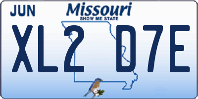 MO license plate XL2D7E