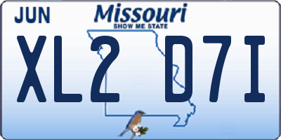 MO license plate XL2D7I