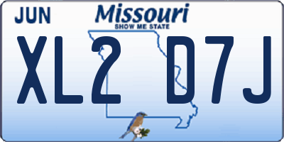 MO license plate XL2D7J