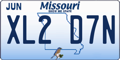 MO license plate XL2D7N