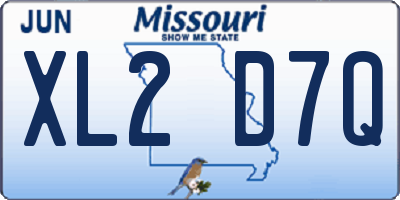 MO license plate XL2D7Q