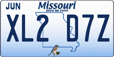 MO license plate XL2D7Z
