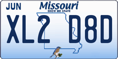 MO license plate XL2D8D