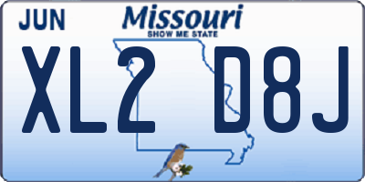MO license plate XL2D8J