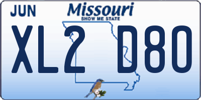 MO license plate XL2D8O