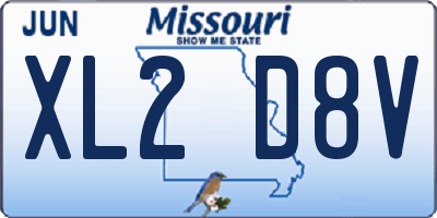 MO license plate XL2D8V