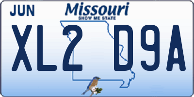 MO license plate XL2D9A