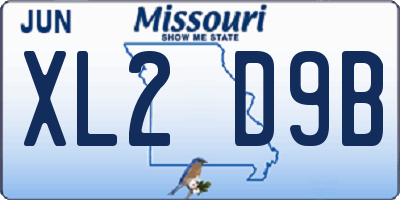 MO license plate XL2D9B