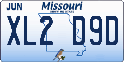 MO license plate XL2D9D