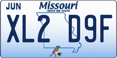 MO license plate XL2D9F