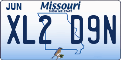 MO license plate XL2D9N
