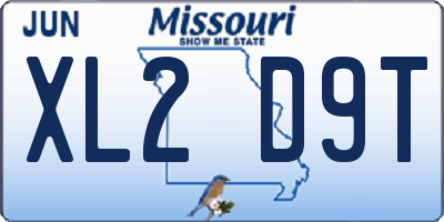 MO license plate XL2D9T
