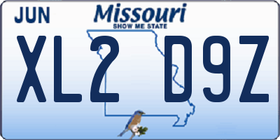 MO license plate XL2D9Z