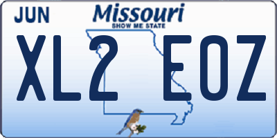 MO license plate XL2E0Z