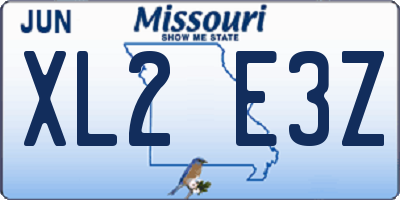 MO license plate XL2E3Z