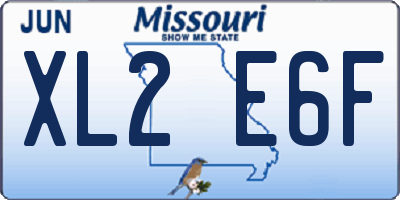 MO license plate XL2E6F