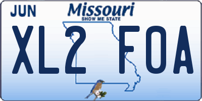MO license plate XL2F0A