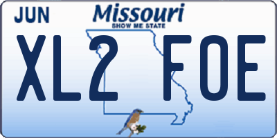 MO license plate XL2F0E