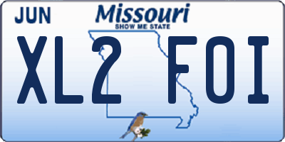 MO license plate XL2F0I