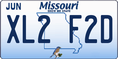 MO license plate XL2F2D