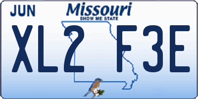 MO license plate XL2F3E