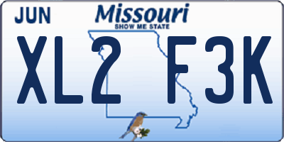 MO license plate XL2F3K